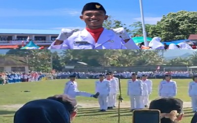 Miftahuddin Sitanggang Siswa MAN 1 Tapanuli Tengah, Komandan di Paskibra HUT RI ke-79 Kecamatan Baru